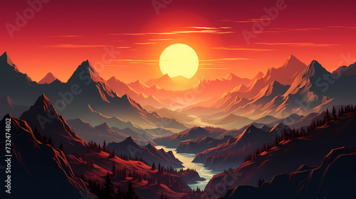 Mountain peak illustration, mountain aerial photography PPT background illustration