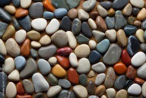 Pebbles of different colors and textures, amber. Meditation and balance concept, zen, sea sand.