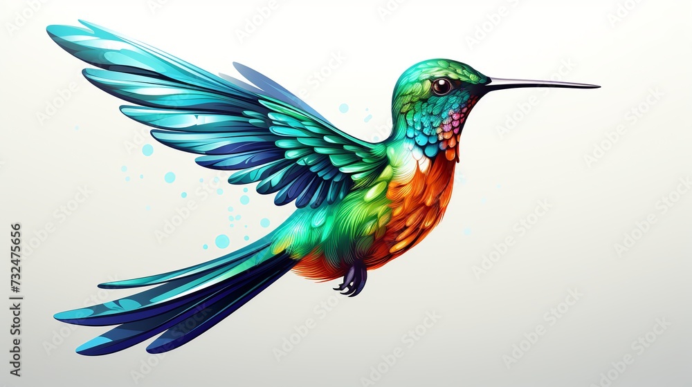Obraz premium exotic hummingbird hand drawn vector illustration