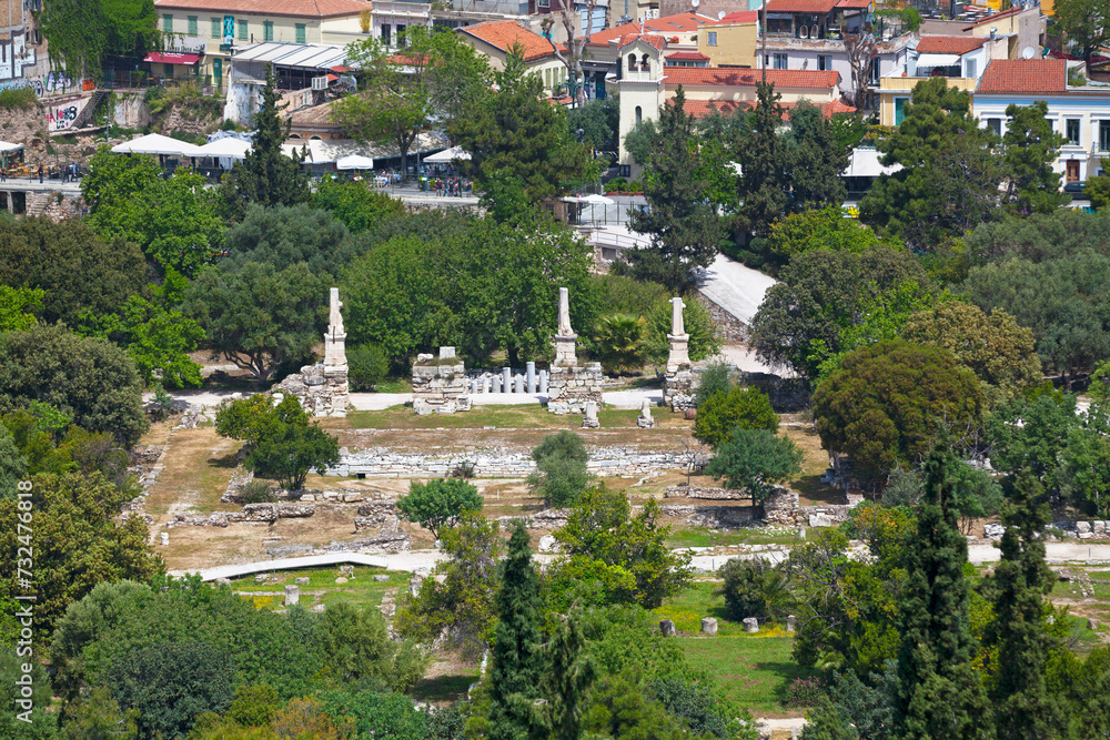 Aerial view of the Odeon of Agrippa in Athens