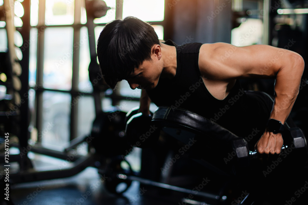 Exercise with dumbbells Lift weights to build strong arm muscles, an activity for good physical health. Exercise with dumbbells Lift weights to build strong arm muscles, an activity for good physical health.