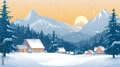 winter landscape with house © Vector