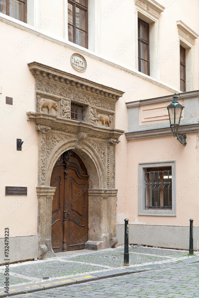 Door of the House at the Two Golden Bears in Prague