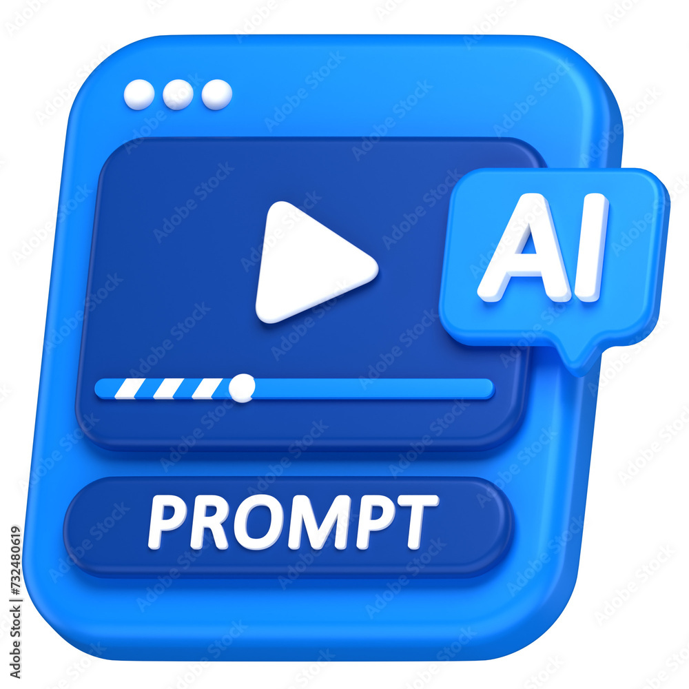 3D Icon of an ai video generator screen 3D Icon of an ai video generator screen