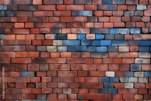 Colorful brick wall background, vintage color tone, texture and pattern