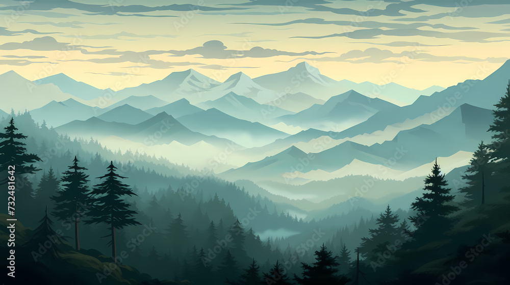 Obraz premium Majestic mountains, panoramic peaks PPT background