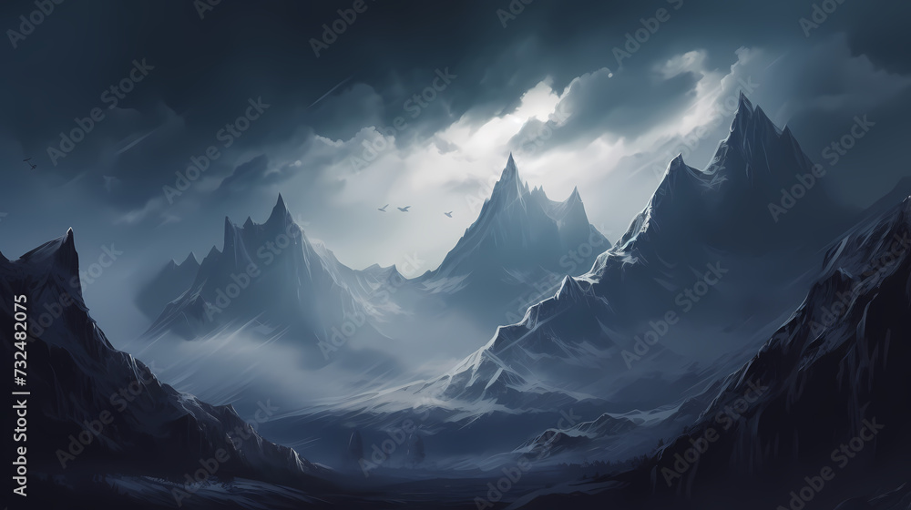 Majestic mountains, panoramic peaks PPT background Majestic mountains, panoramic peaks PPT background