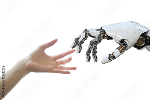 handshake with robot on transparent background