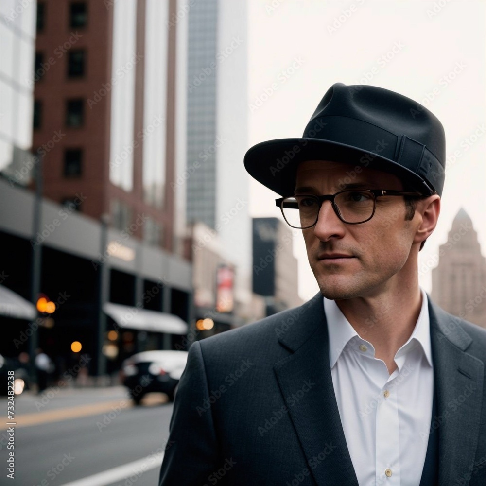 AI generated illustration of a man wearing glasses and a suit AI generated illustration of a man wearing glasses and a suit