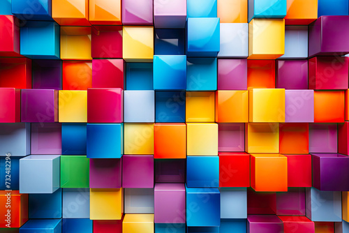 a wall of brightly colored cubes