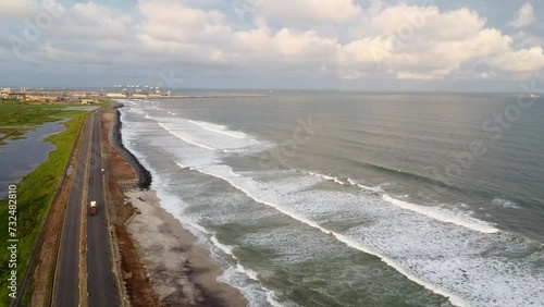 Wallpaper Mural Drone view of highways on a seacoast during sunset Torontodigital.ca