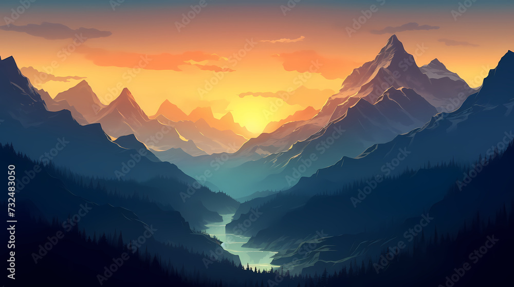Majestic mountains, panoramic peaks PPT background Majestic mountains, panoramic peaks PPT background