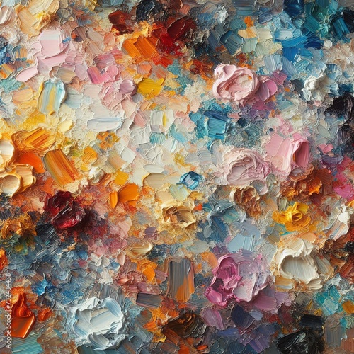 Oil Painting Texture, Painted Colorful Background. Artistic Mix of Colored Oil Painting on Palette