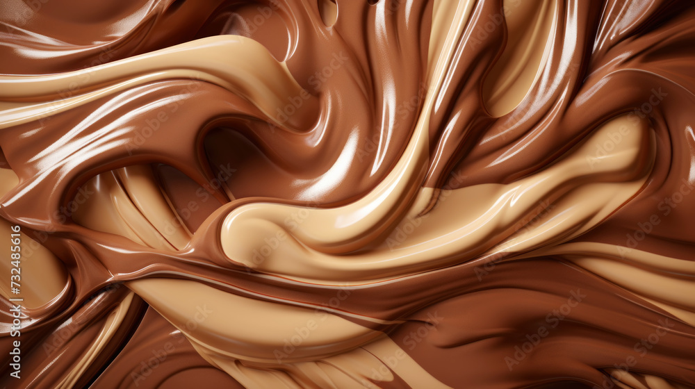 Texture of chocolate mixed with white cream. Elegant sweet background. Generative AI