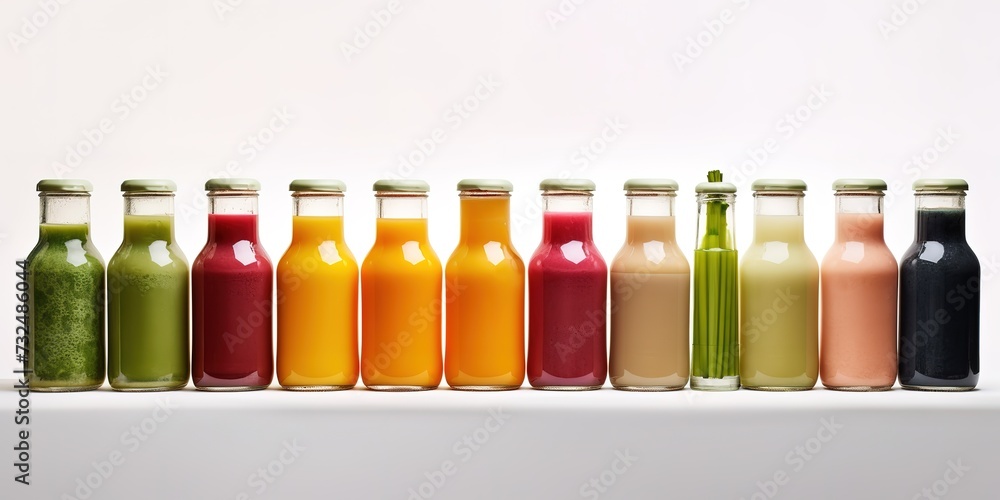 Mockup of drink bottles in a row, you can make your product, an example of a simple bottled drink Mockup of drink bottles in a row, you can make your product, an example of a simple bottled drink