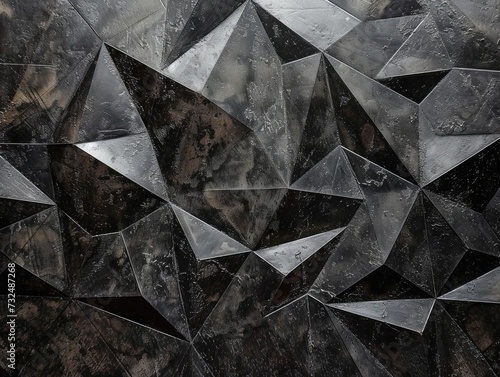 Black triangular abstract background, Grunge surface