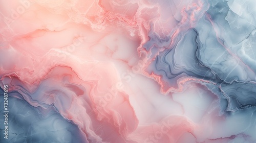 Elegantly blending on a high-end marble slab, subdued tones of blush pink, misty lavender, and soft teal create an exquisite and delicate abstract show. 
 photo