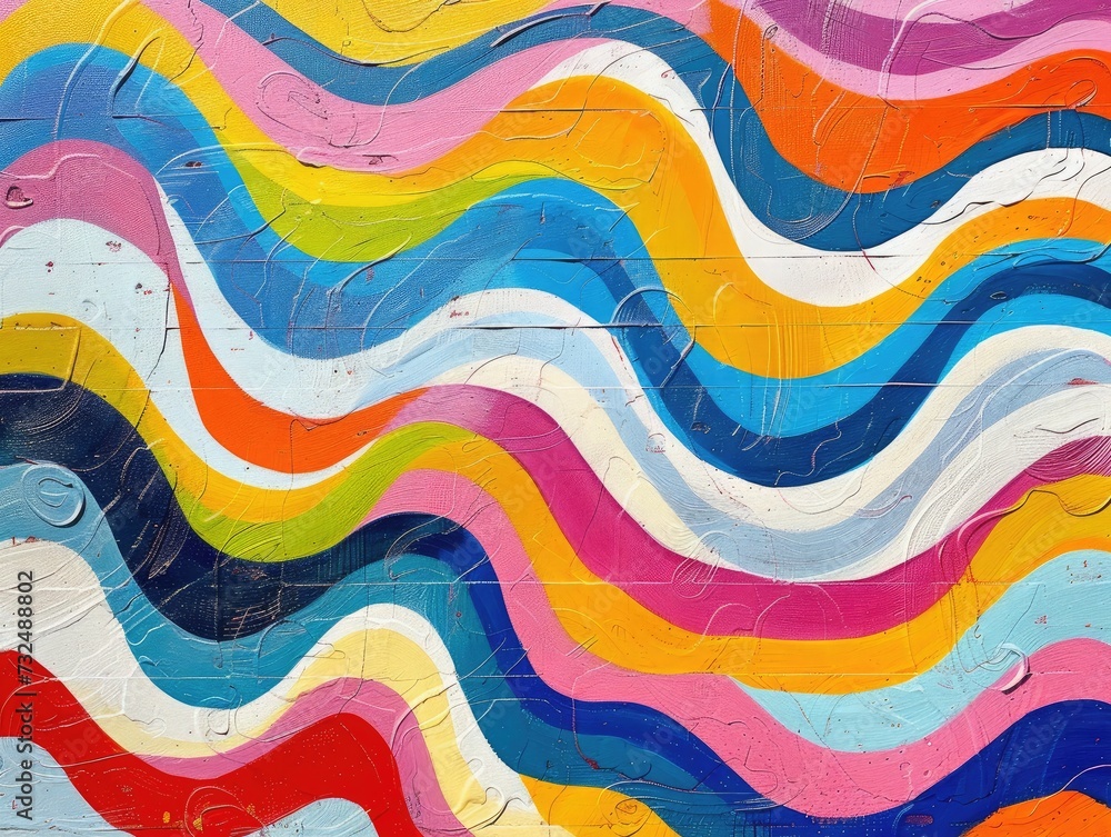 Obraz premium Multicolored wavy abstract stripes painted on background