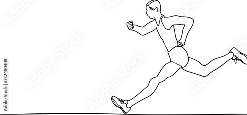 Continuous Line Art of Runner at Finish Line, Fitness Enthusiast Sketch, Sporty Athlete Drawing