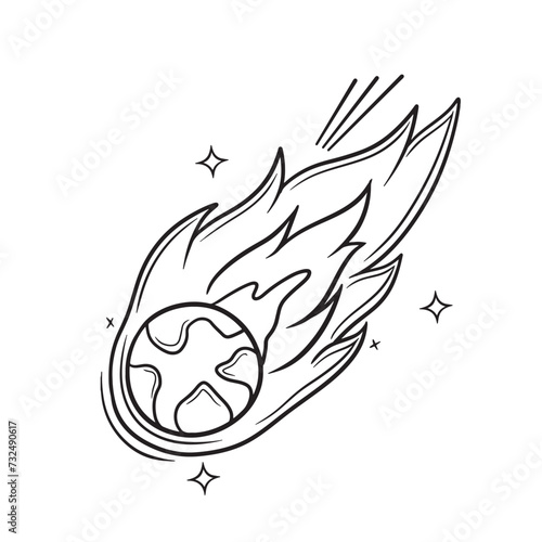 Vector illustration of an iconic comet meteor