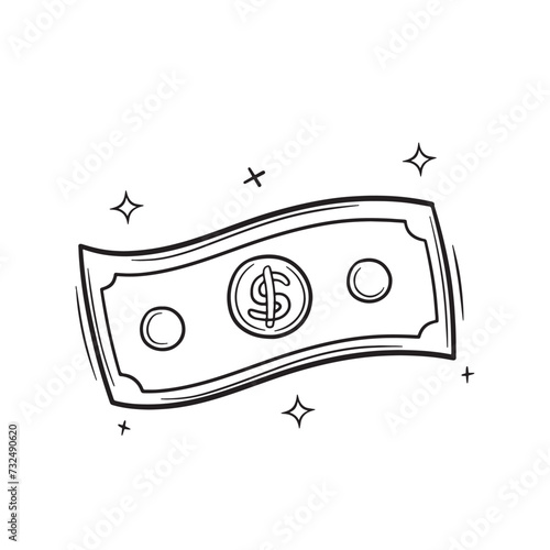 Vector illustration of a paper money bill waving
