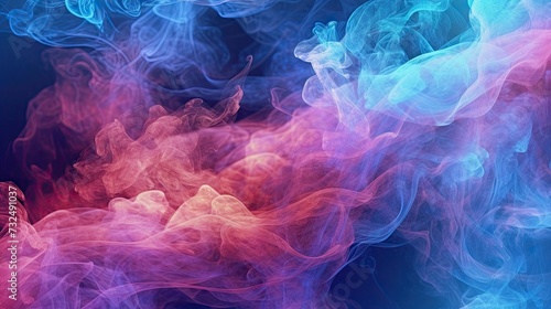 AI generated illustration of blue and purple smoke on a vibrant blue background