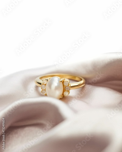 AI generated illustration of a stunning gold ring with white pearls