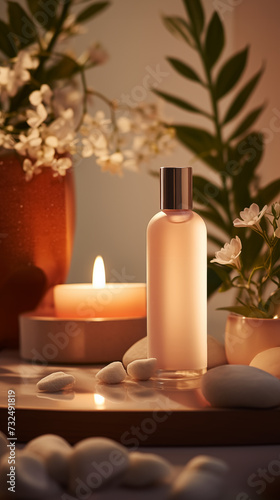 Serenity Unveiled: Facial Lotion Elegance in Zen Atmosphere-AI generated