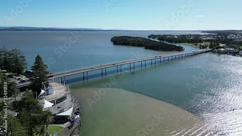 Wallpaper Mural Aerial of the traffic on the bridge and the beautiful city of The Entrance, New South Wales Torontodigital.ca