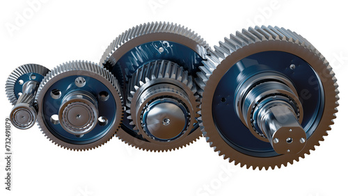 Transmission. Gearbox. Gear shift. Isolated. Transparent background. 3D Render.