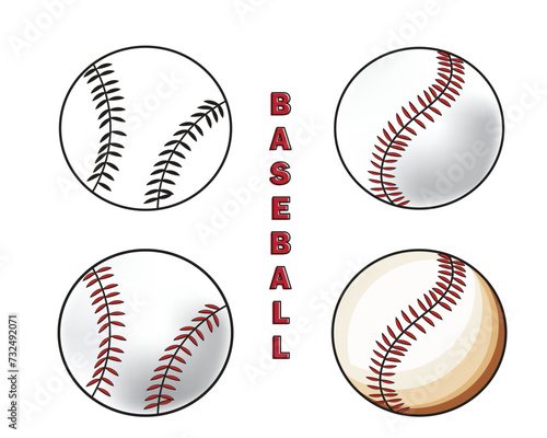Baseball ball set, Baseball Vector isolated in white background.
