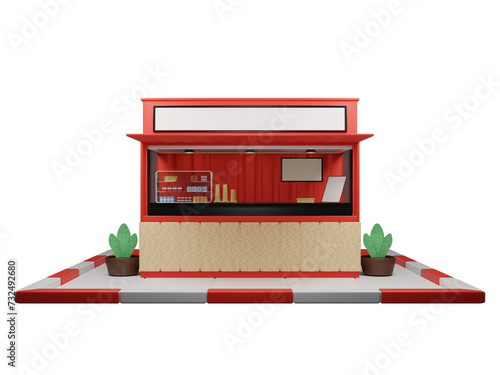 Fényképezés 3d render street kiosk illustration with white space for poster or banner