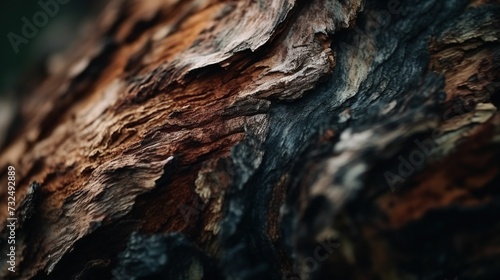 AI generated illustration of the bark of an old, brown tree photo