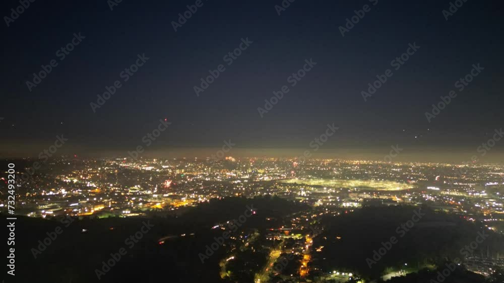 Aerial Timelapse of the illuminated cityscape under the dark nighttime sky Aerial Timelapse of the illuminated cityscape under the dark nighttime sky