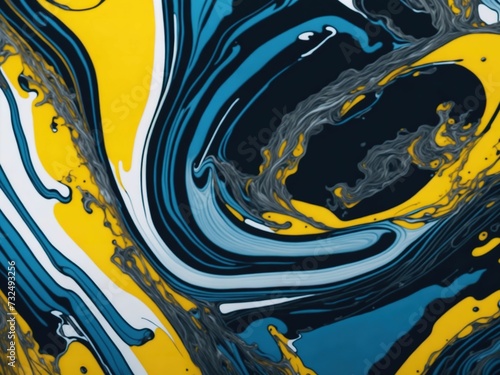 AI generated illustration of a vibrant and abstract mix of colorful swirls and splashes of paint