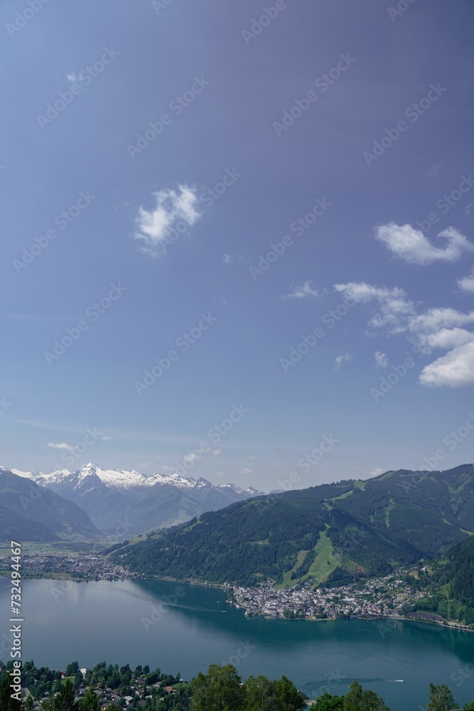 Scenic view of a rural village in green mountains of Kaprun, Austria