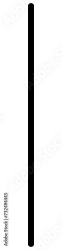 Divider. Straight black vertical line with rounded edges. Isolated on a white background.