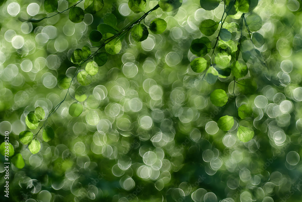 Abstract Nature Background with Leaves and Bokeh Lights Abstract Nature Background with Leaves and Bokeh Lights