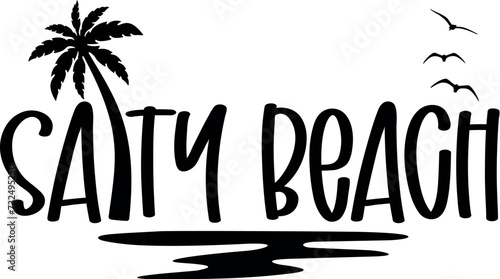 Vector of a blank white paper with the words "Salty Beach" written in black ink