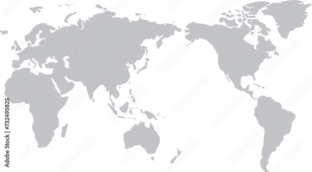 世界地図（日本中心）モノクロ