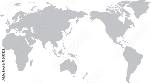 世界地図（日本中心）モノクロ