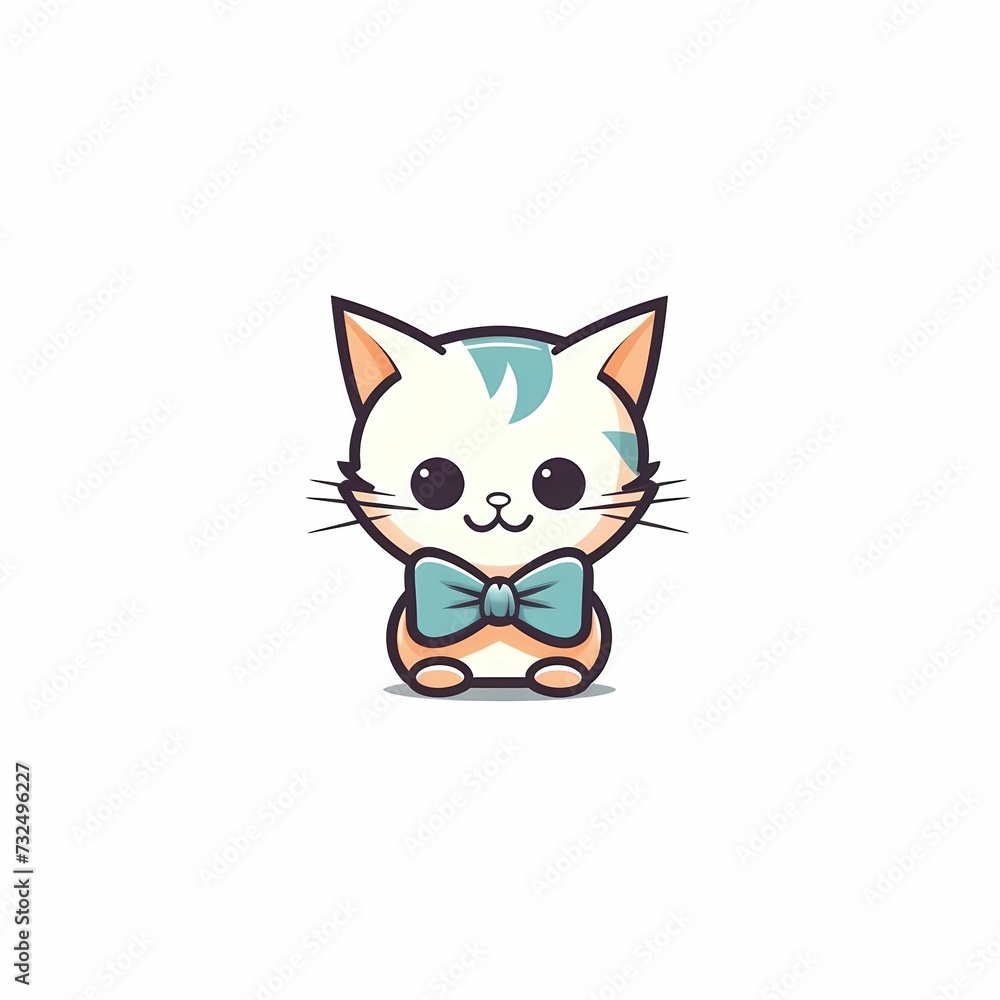 A kitten with a bow tie logo A kitten with a bow tie logo