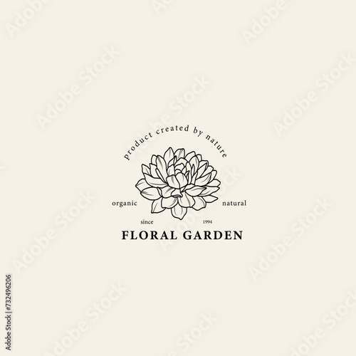 Line art dahlia flower logo