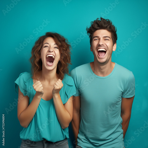 ute smiling happy couple with open mouth