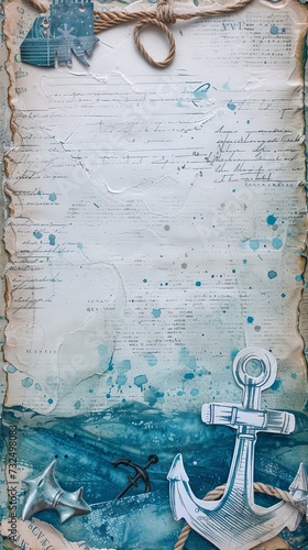 Nautical themed scrapbook with copy space