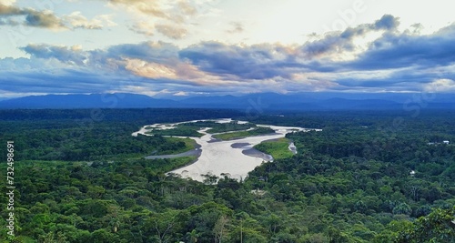 Stunning view of the confluence of the Puyo and Pastaza rivers, Mirador Indichuris, Ecuador photo