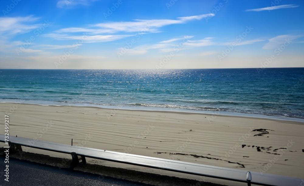 Picturesque beach with a serene ocean view on a sunny day.