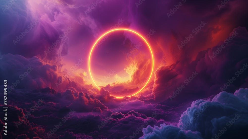 Surreal Neon Circle Over Cloudy Horizon
Surreal Neon Circle Over Cloudy Horizon