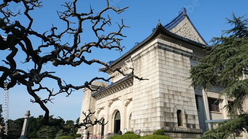 Low angle of Sun Yat-sen's Mausoleum in Nanjing, China