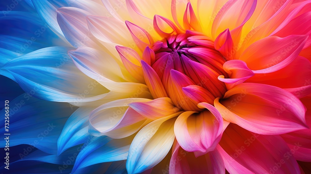 Macro photography of vibrant color dahlia flower as a creative abstract background